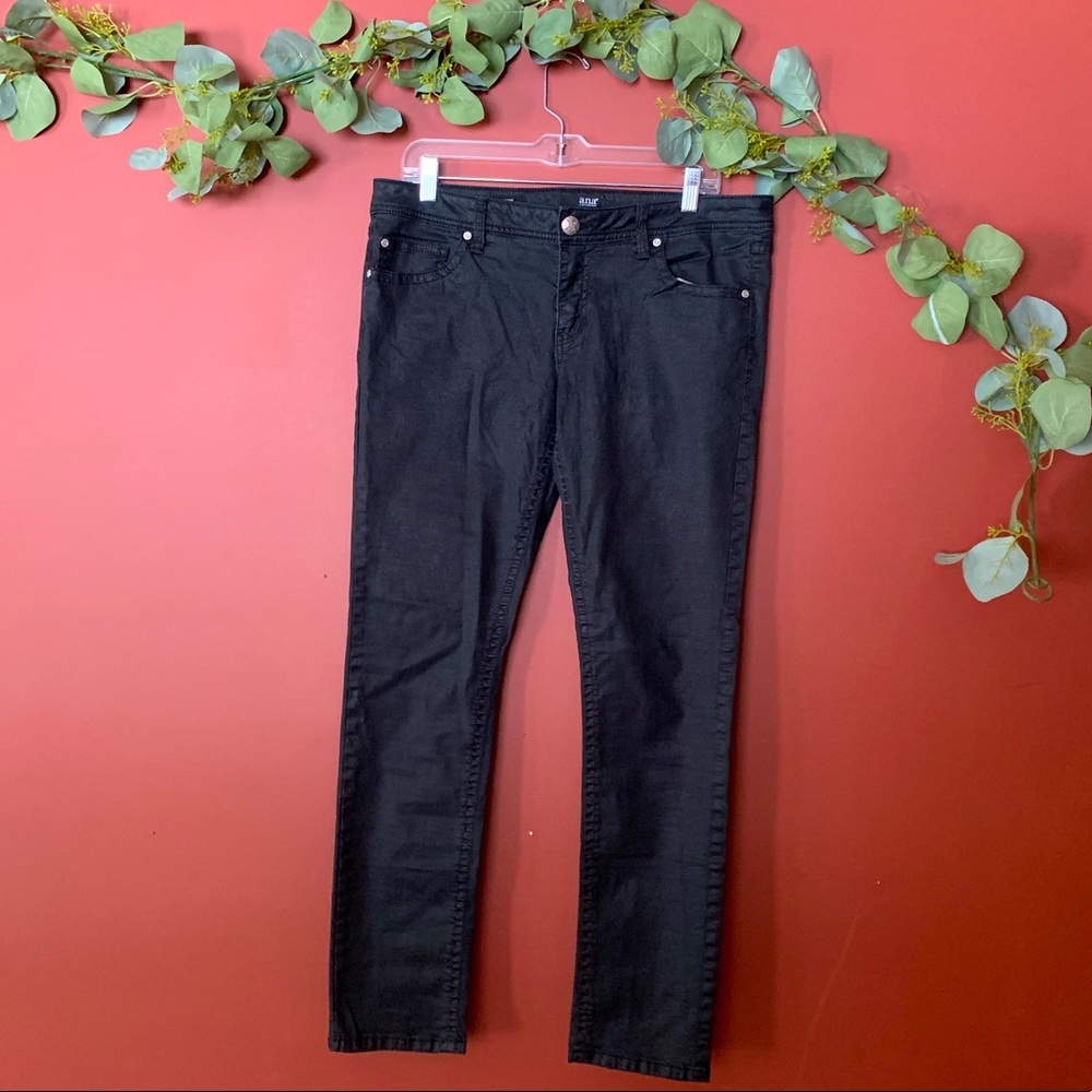 a.n.a. black shimmer skinny jeans